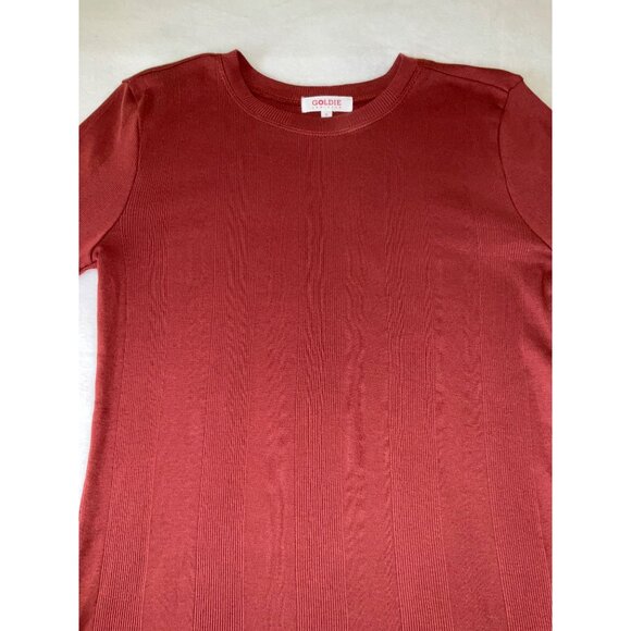 GOLDIE TEE mahogany long-sleeve variegated rib tee, size small NWOT - Picture 5 of 9
